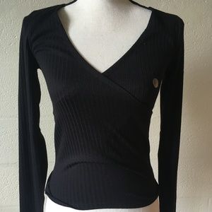 Black long sleeve wrap shirt